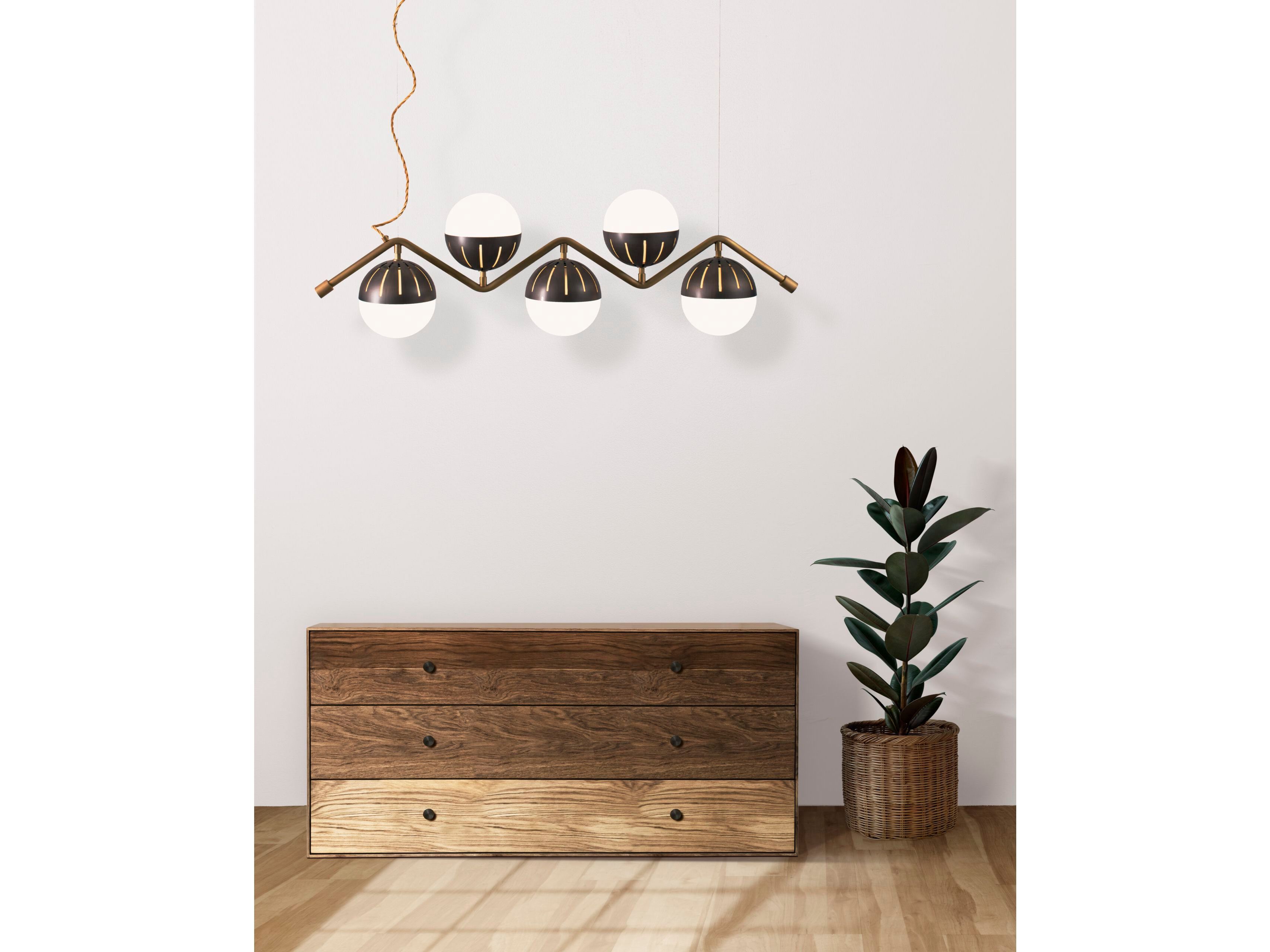 Светодиодный подвесной светильник из латуни и стекла Lampex Italiana Selene ARCH-00119376 - Вид №1