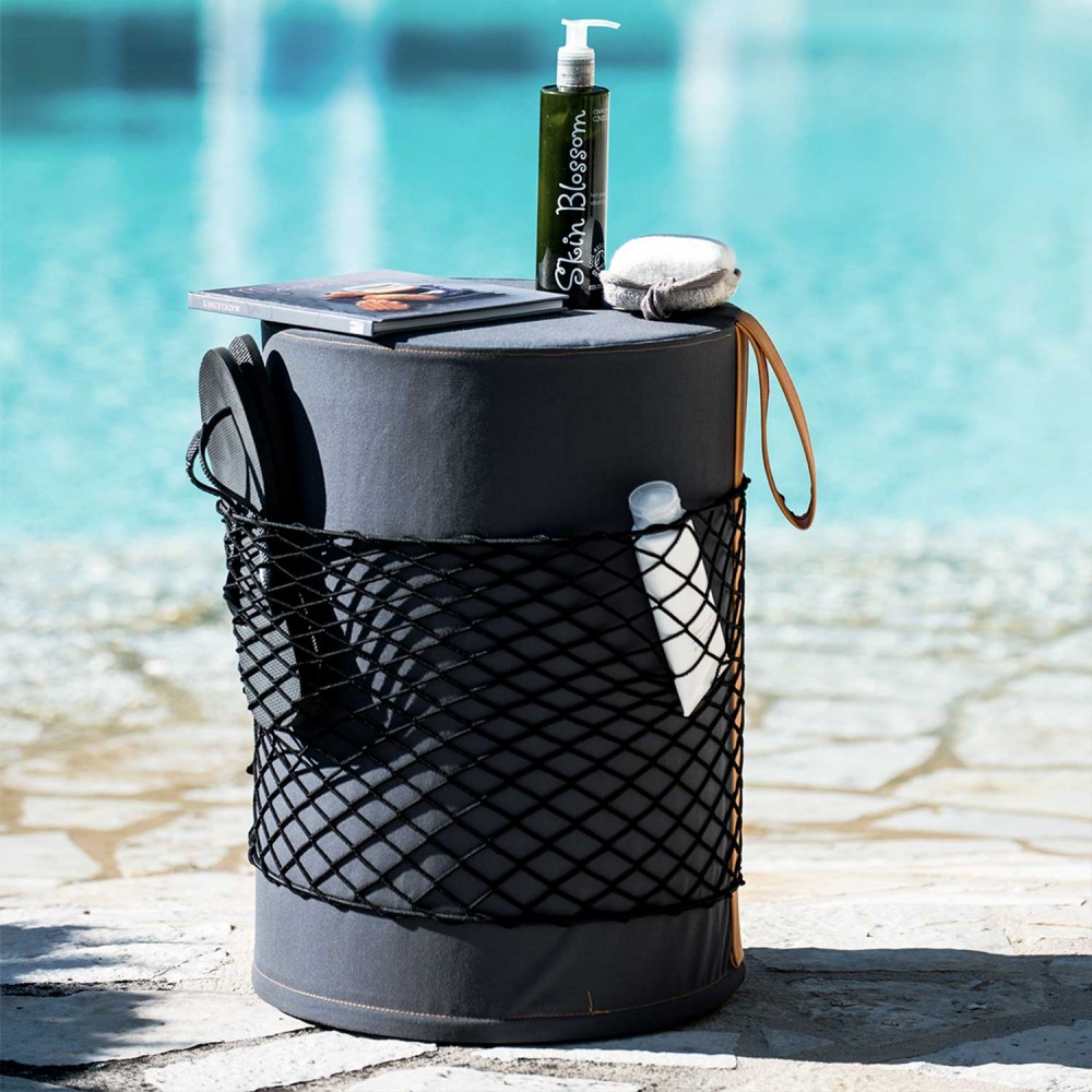 EVRLWGBMMREVER Life Design Дизайнерский табурет с ручкой - Roll Roll Базальтовый серый меланж - Коричневая ручка - Вид №4