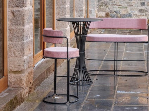 Стальной высокий круглый садовый стол