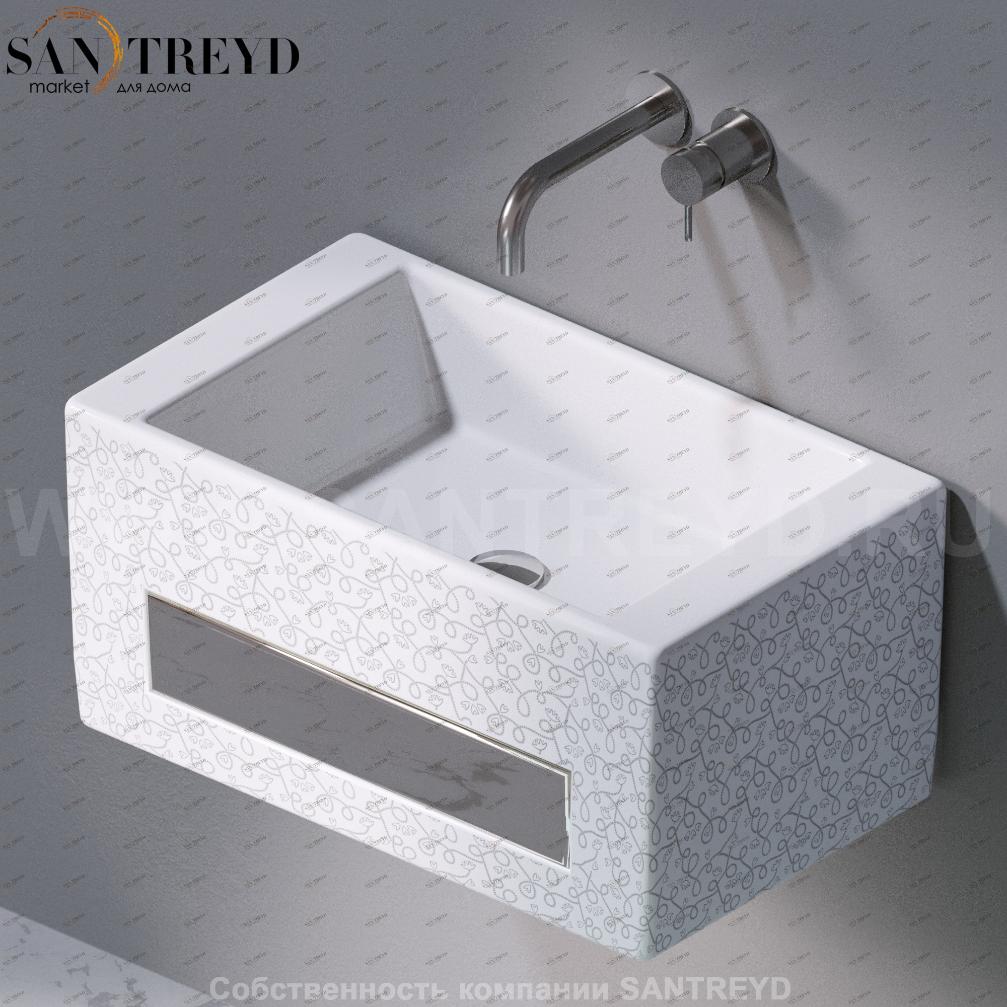 L116400 Подвесная раковина настенная прямоугольная A. e T. Italia Tower белая AeT ITALIA