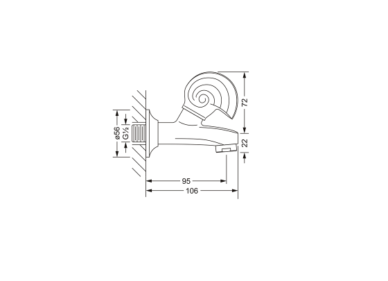Кран для холодной воды ½", настенный JOERGER Muschel 601.10.500.000 - Вид №1