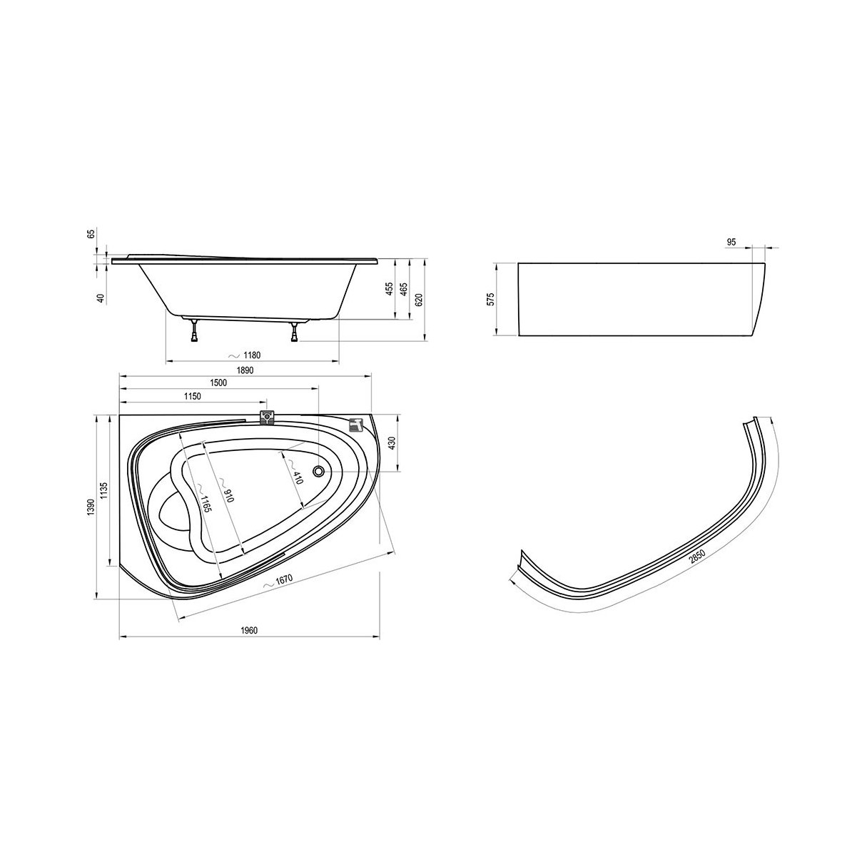 Ванна / LoveStory II Ravak sun-id-373618 - Вид №2