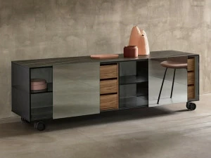 Tonelli Design Комод из керамики и стекла с ящиками и раздвижными дверцами Shoji