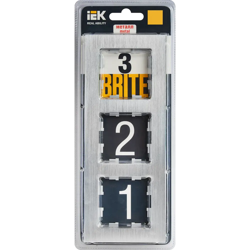 Рамка IEK Brite-3 для розеток и выключателей в алюминиевом исполнении 87761328 STLM-1401104 - Вид №3