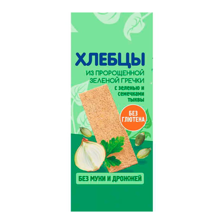 Хлебцы из пророщенной зеленой гречки с зеленью и семечками тыквы 100 г Santreyd 13137