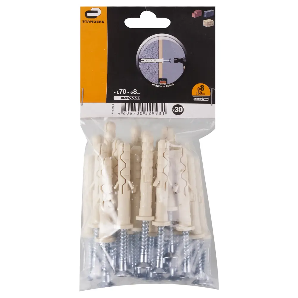 Дюбель-гвоздь Standers PDG LK с цилиндрической манжетой 8x60 мм, 30 шт STLM-2091182 - Вид №2