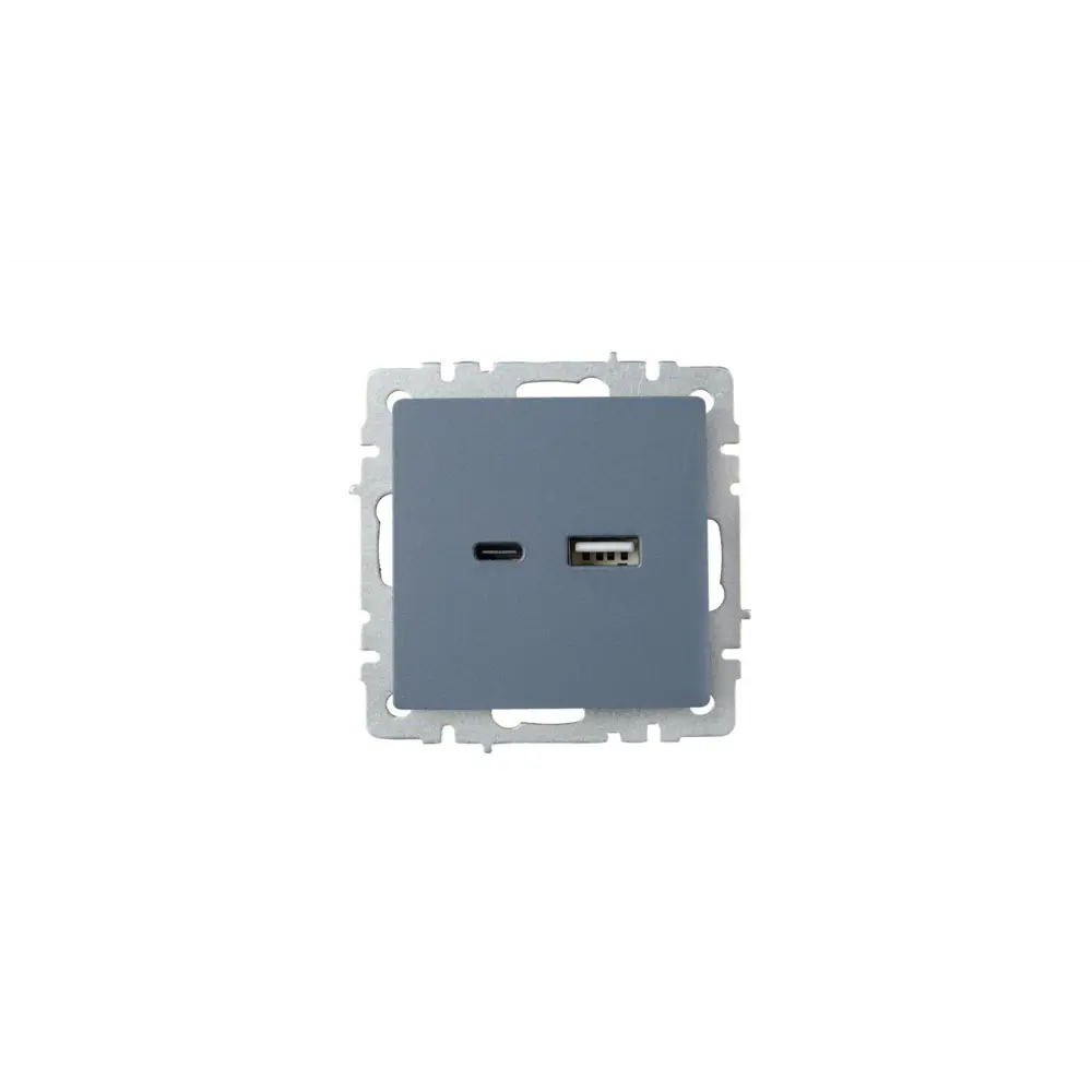 Розетка USB встраиваемая IEK Brite РЮ11-1-БрМ цвет морская волна цвет маренго 89361856 STLM-2180457 - Вид №1