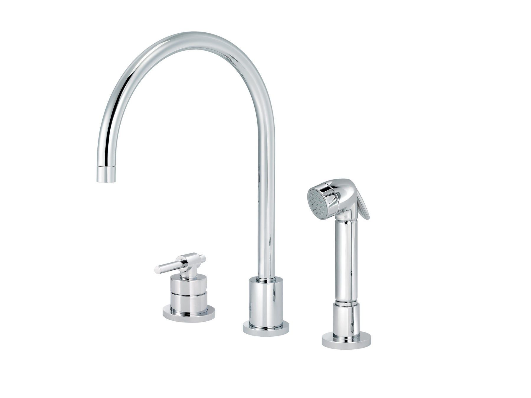 Смеситель для кухни с 3 отверстиями с выдвижным ручным душем rvb ARCH-00097326 - Вид №1