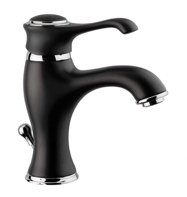 6003NC Смеситель Tiffany с донным клапаном для раковины, цвет черный-хром EMMEVI