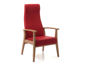 Кожаное кресло с высокой спинкой