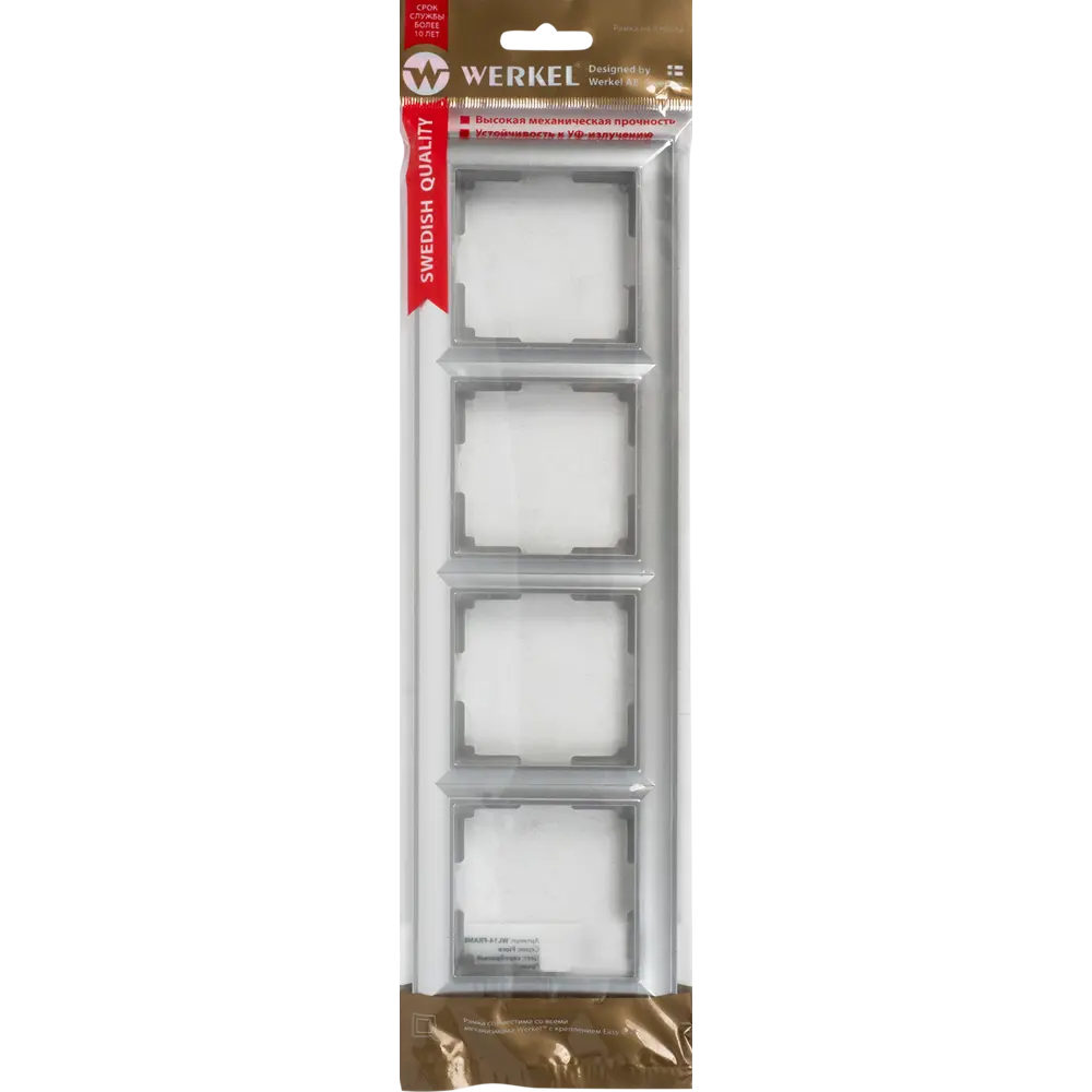 Рамка для розеток и выключателей Werkel Fiore 4 поста, цвет серебряный STLM-2023247 - Вид №3