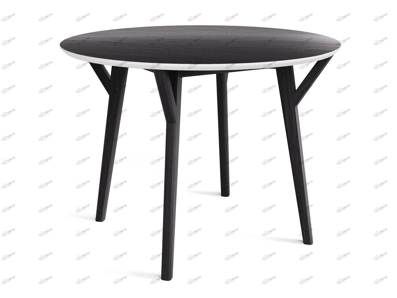 Обеденный стол круглый черный дуб, молочный 102 см Circle THE IDEA  210019 Черный 