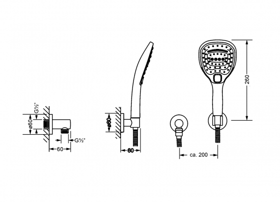 Душевой гарнитур для настенного монтажа JOERGER Exalновинка 632.13.200.000 - Вид №1