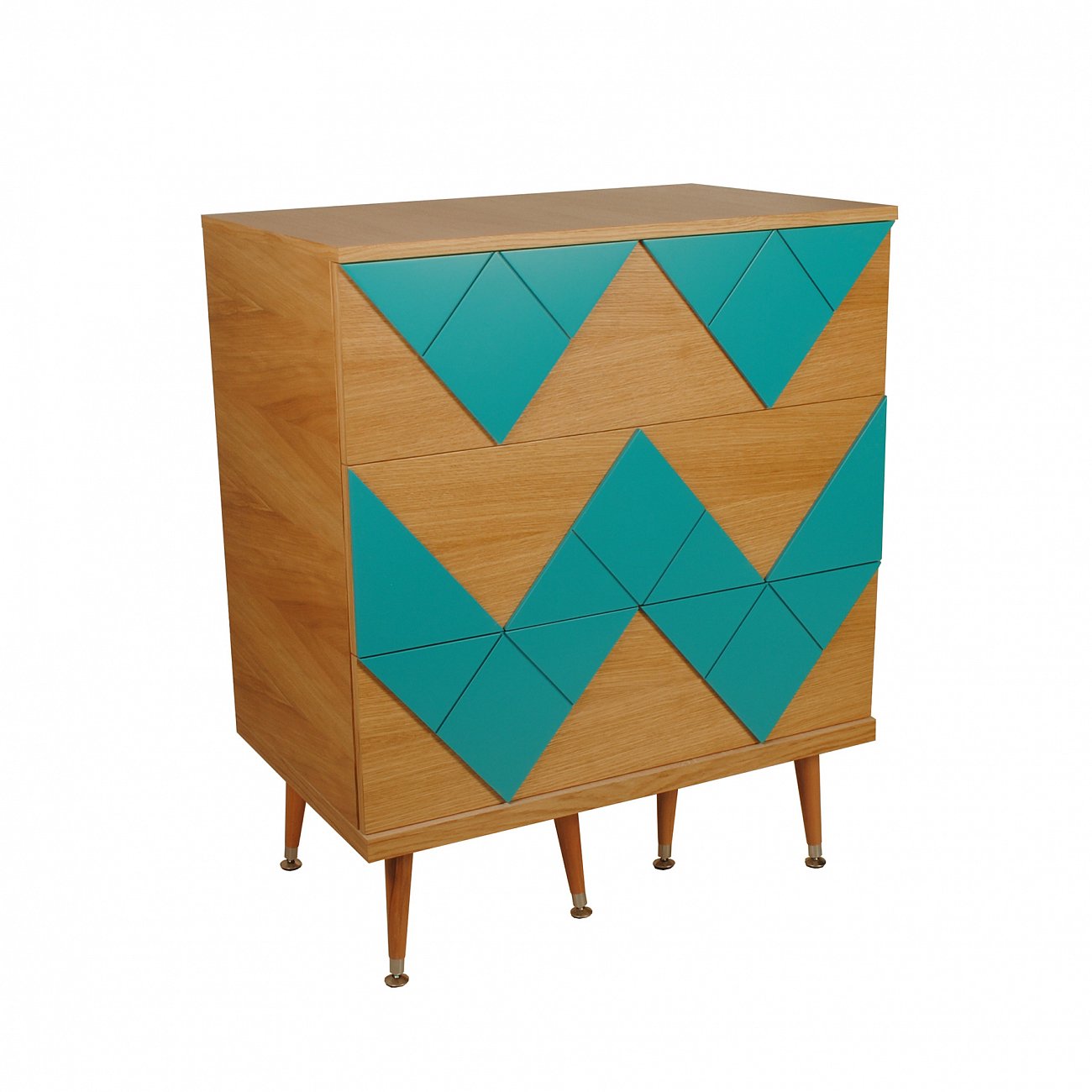 Комод с деревянными ножками и 3 ящиками белый Lady Woo WOODI  00-3965960 Бежевый;дуб сонома;белый  - Вид №1