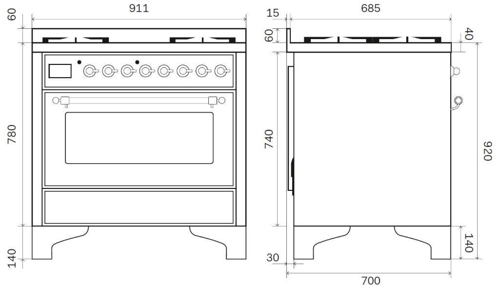 Ilve Отдельностоящая стальная кухня Majestic M09n Santreyd - Вид №12
