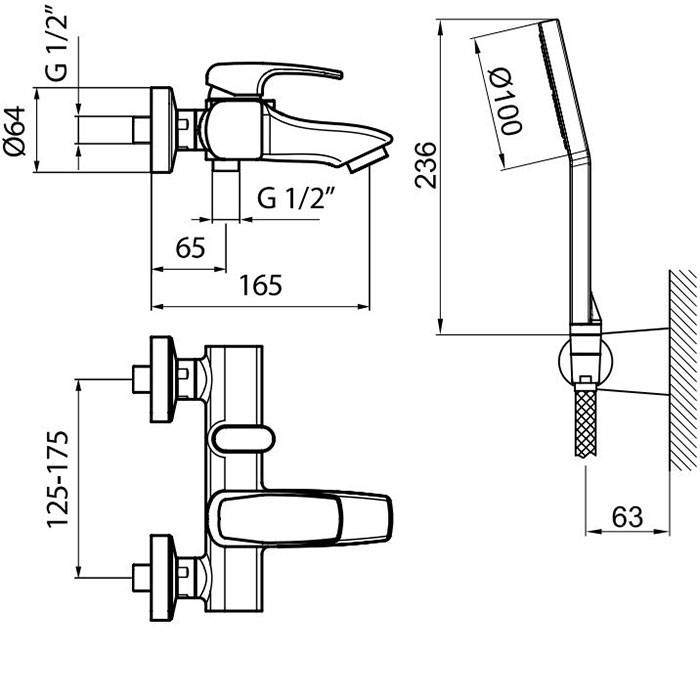 KI850101015 Смеситель для ванны , хром Webert Kimono - Вид №1