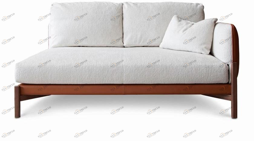 Duvivier Canapés 3-х местный диван из кожи и ткани со съемным чехлом Jules sun-id-1404521