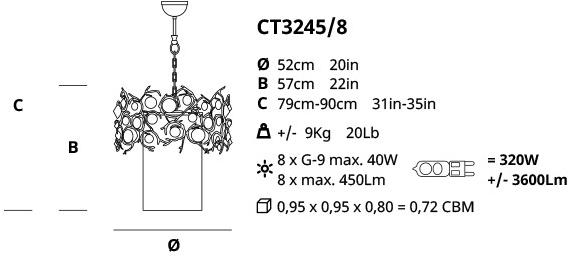 Serip Галогенный подвесной светильник с кристаллами Diamond Ct3245/8 - Вид №1
