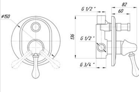 Смеситель MIGLIORE Maya ML.MAY-8972.СR для ванны и душа с девиатором - хром ML.MAY-8972.CR - Вид №2