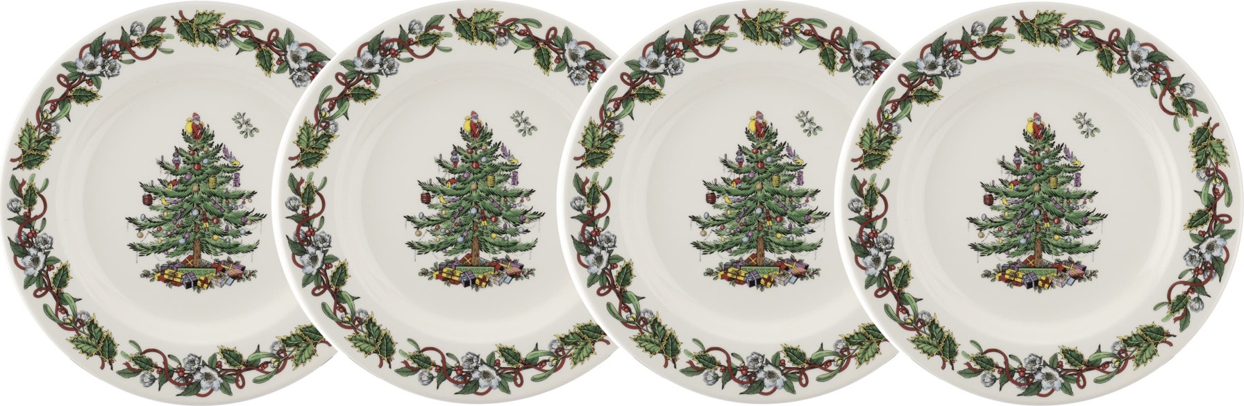 10667044 Spode Набор тарелок обеденных Spode Рождественская ель. Эксклюзив 27см, 4шт Фаянс 