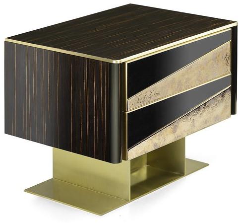 MARIONI Тумбочка прикроватная лакированная прямоугольная с ящиками Vincent 02728p - Вид №1