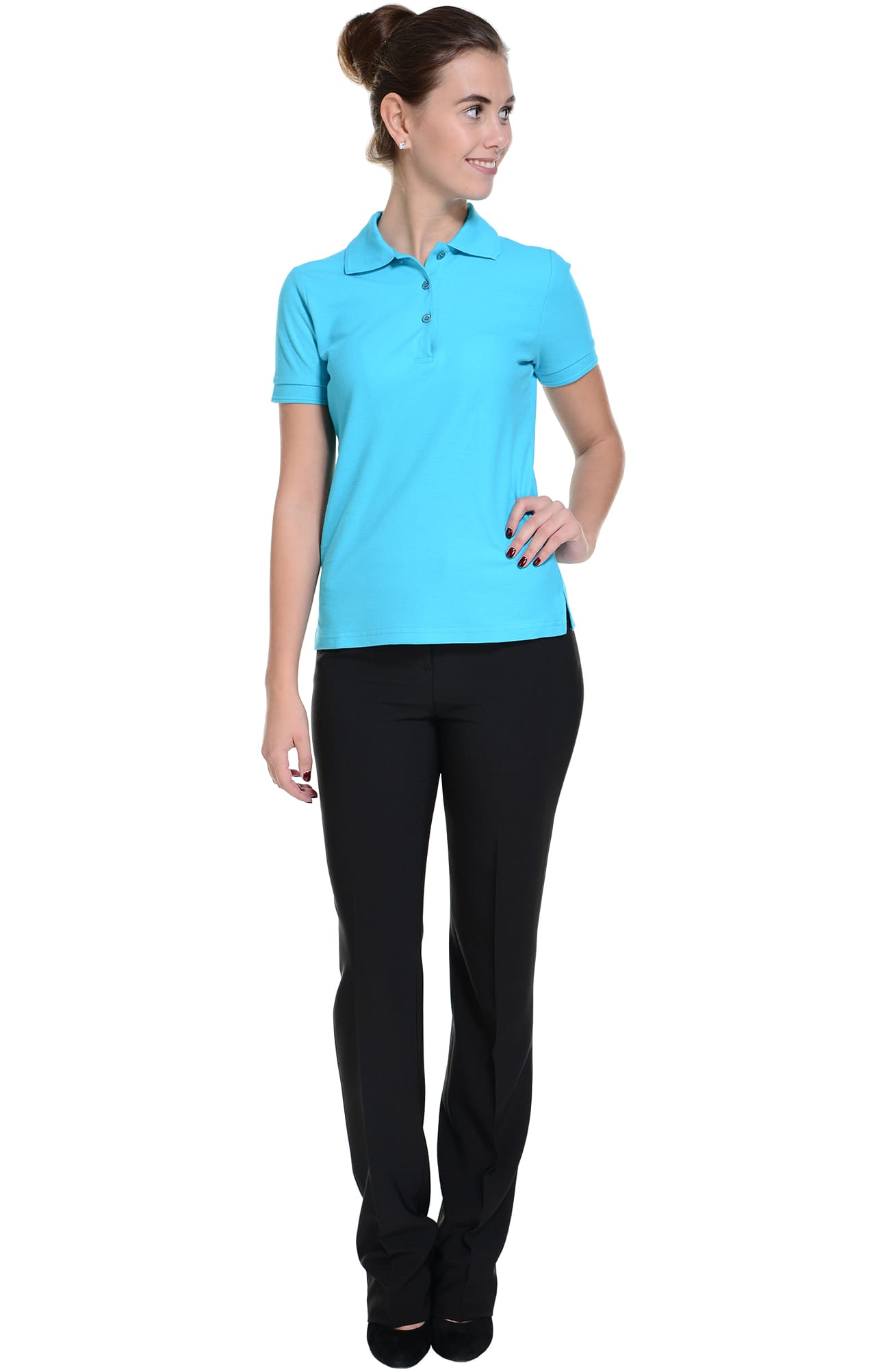 62175 Тенниска-поло женская бирюзовая LUXE  Одежда для салонов красоты  размер XS  - Вид №8