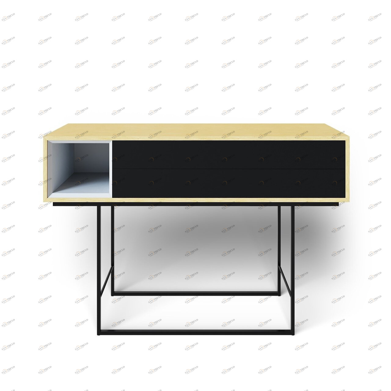 Консоль черная с ящиками на металлических ножках Quadro new BRAGIN DESIGN  256542 Бежевый;черный 