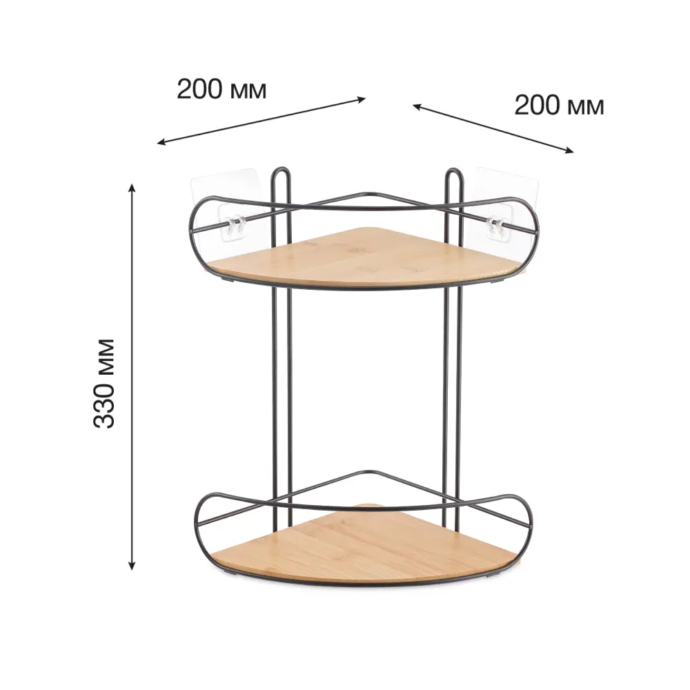Полка для душа Lemer Nice угловая 2 яруса цвет дерево/черный STLM-2201212 - Вид №1