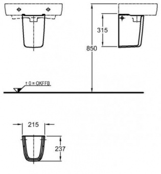 296250000 Полупьедестал для раковины овальная Keramag  - Вид №2