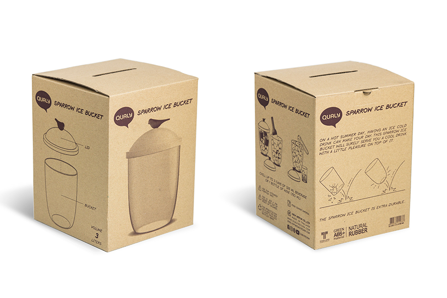 QL10302-WH-GN Емкость для льда sparrow, белая с зеленым Qualy  - Вид №2