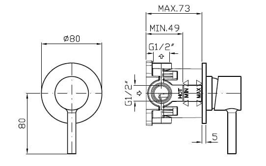Однорычажный встраиваемый смеситель для душа Zucchetti Pan S ARCH-00088498 - Вид №11