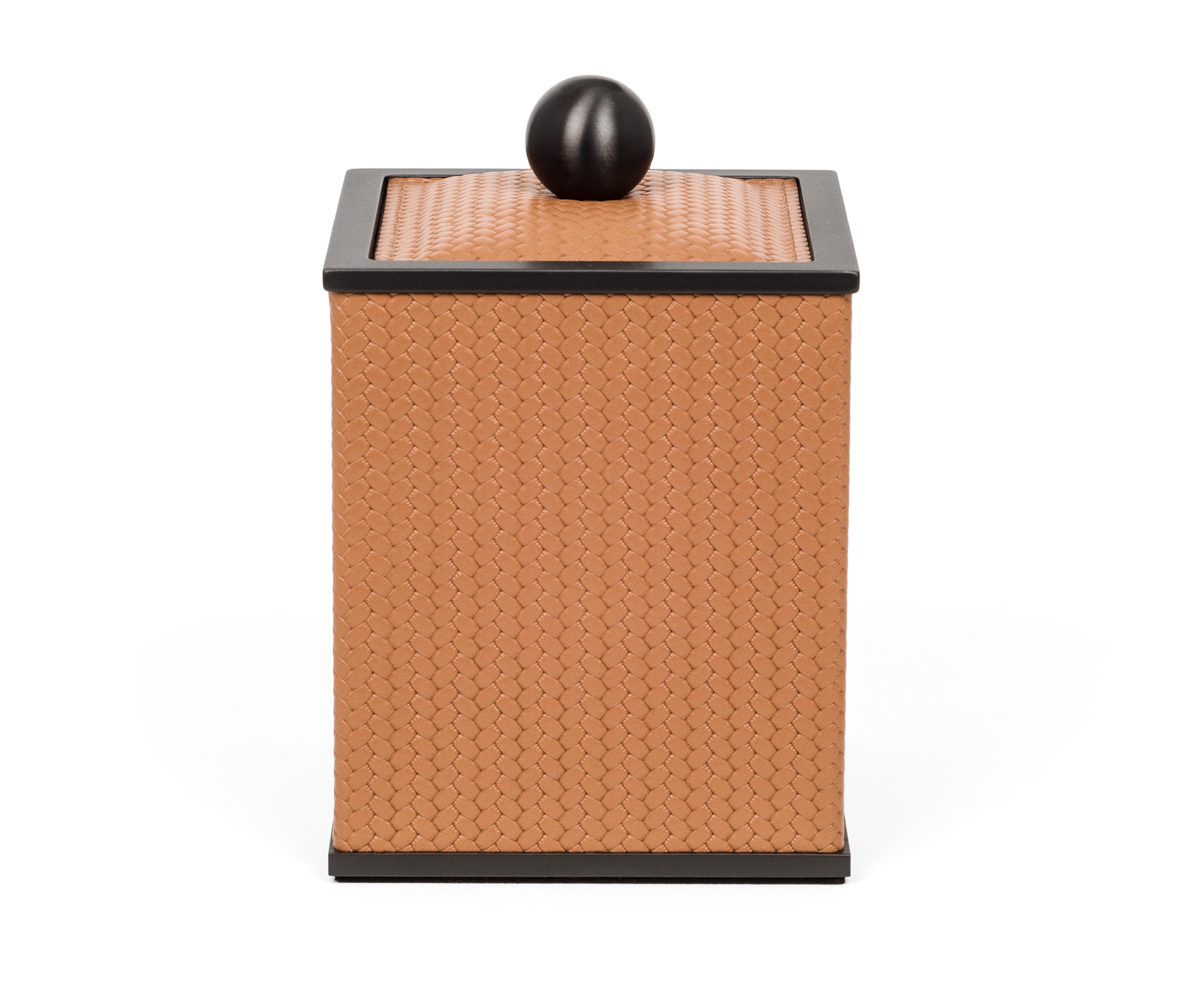 Держатель для ватных дисков Olimpia Square Square - 10,5X10,5XH15 см / металл-хром / тканая кожа_верблюжий Pinetti 00.1623.061.011 - Вид №2