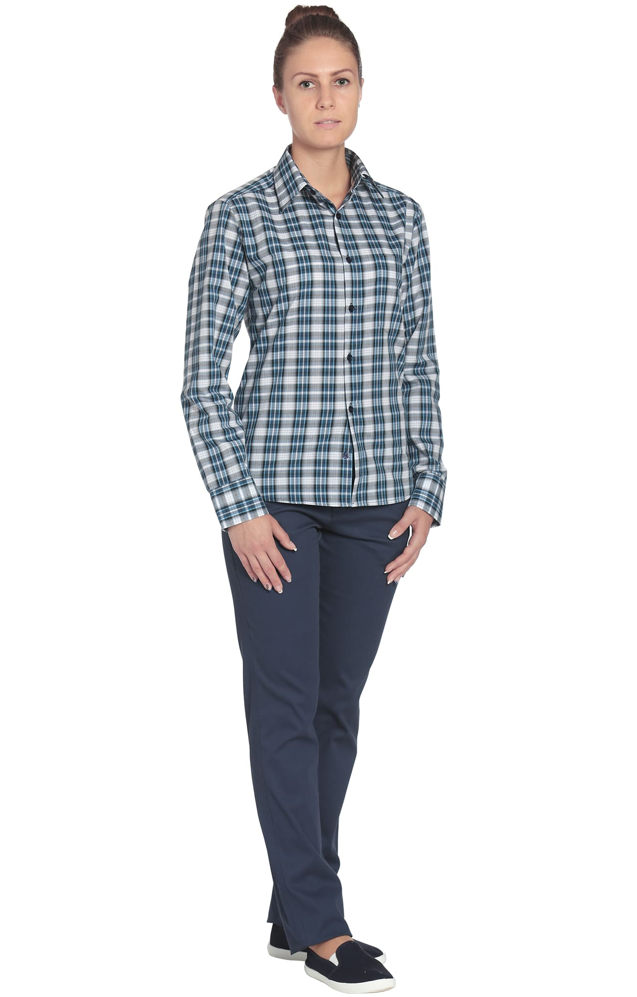67810 Рубашка в клетку plaid blue (шотландка синяя) HIPSTER  Толстовки, рубашки, футболки, тенниски  размер 54 (108)  - Вид №2