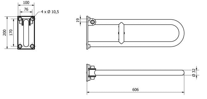 Стальная откидная U-образная ручка для ванной комнаты Thermomat окрашенная ARCH-00079148 - Вид №2