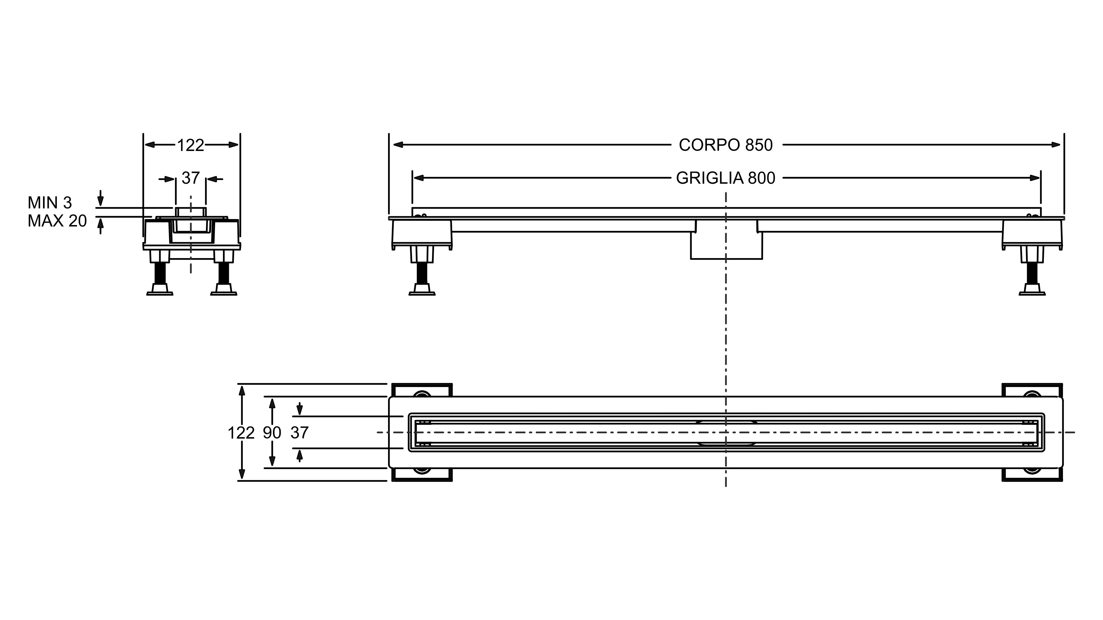 Слив для душа из нержавеющей стали Bonomini Canalissima ARCH-00059352 - Вид №1