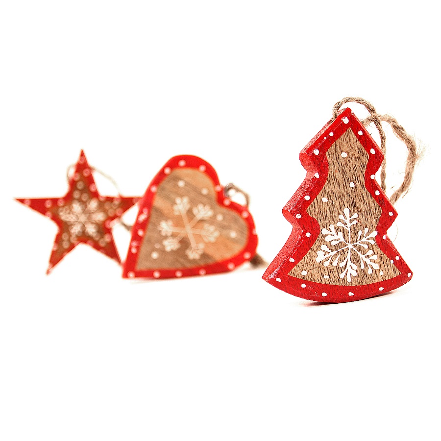 en_ny0008 Украшения подвесные stars/trees/hearts, деревянные, в подарочной коробке, 27 шт. EnjoyMe  - Вид №3
