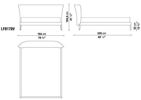 Maxalto Двуспальная кровать из ткани с мягким изголовьем Febo sun-id-1471760 - Вид №9