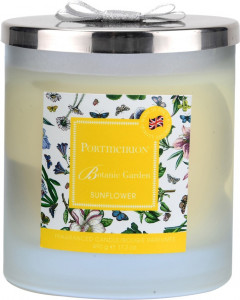 10615103 Portmeirion Свеча в банке с крышкой с 2 фитил. Portmeirion "Ботанический сад.Подсолнух" 10см Воск