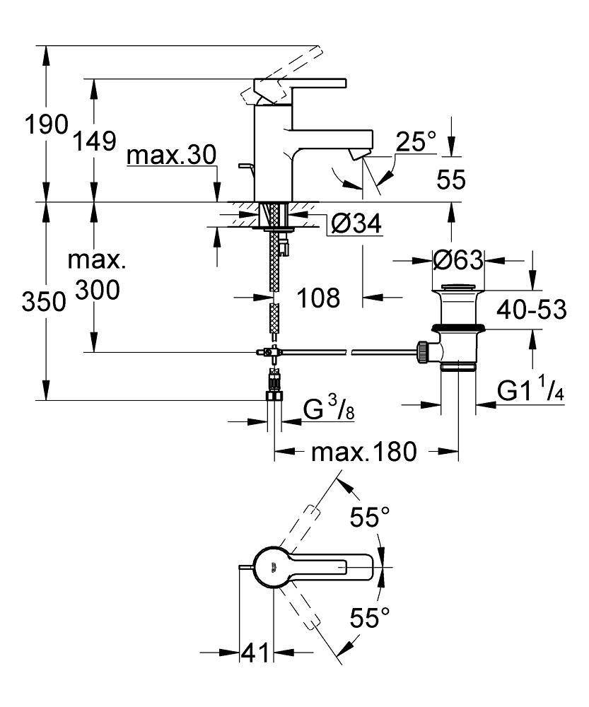 32115000 Смеситель для раковины Grohe Lineare хром - Вид №1