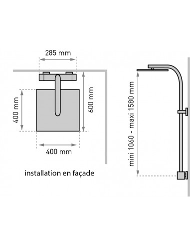 668100 000 00  Комбинация для душа Touareg, механический смеситель, квадратная форма, с полками для хранения, массивная хромированная латунь Valentin Хром  - Вид №2