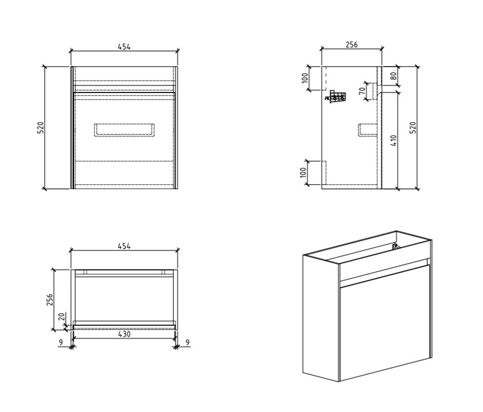 Мебель для ванной BelBagno PIETRA MINI-460-SCM правосторонняя  - Вид №2