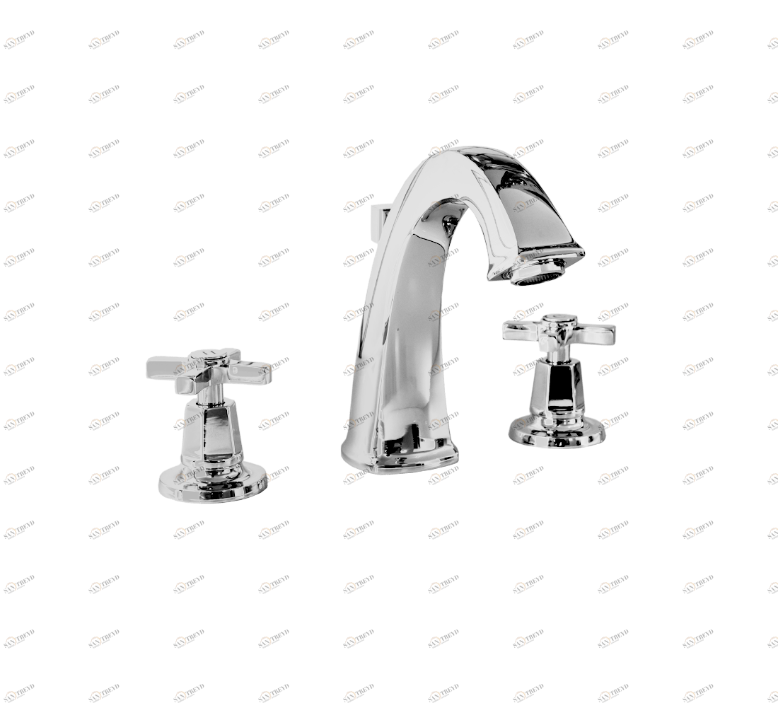 Gentry Home Смеситель для раковины на 3 отверстия Chopin White Хром GH100114 