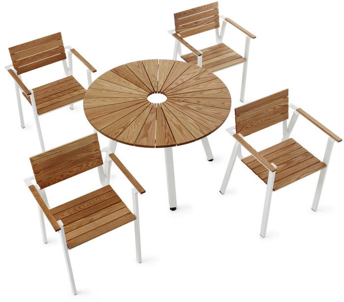 Nola Industrier Круглый садовый стол из стали и дерева Sunset sun-id-1454256 - Вид №1