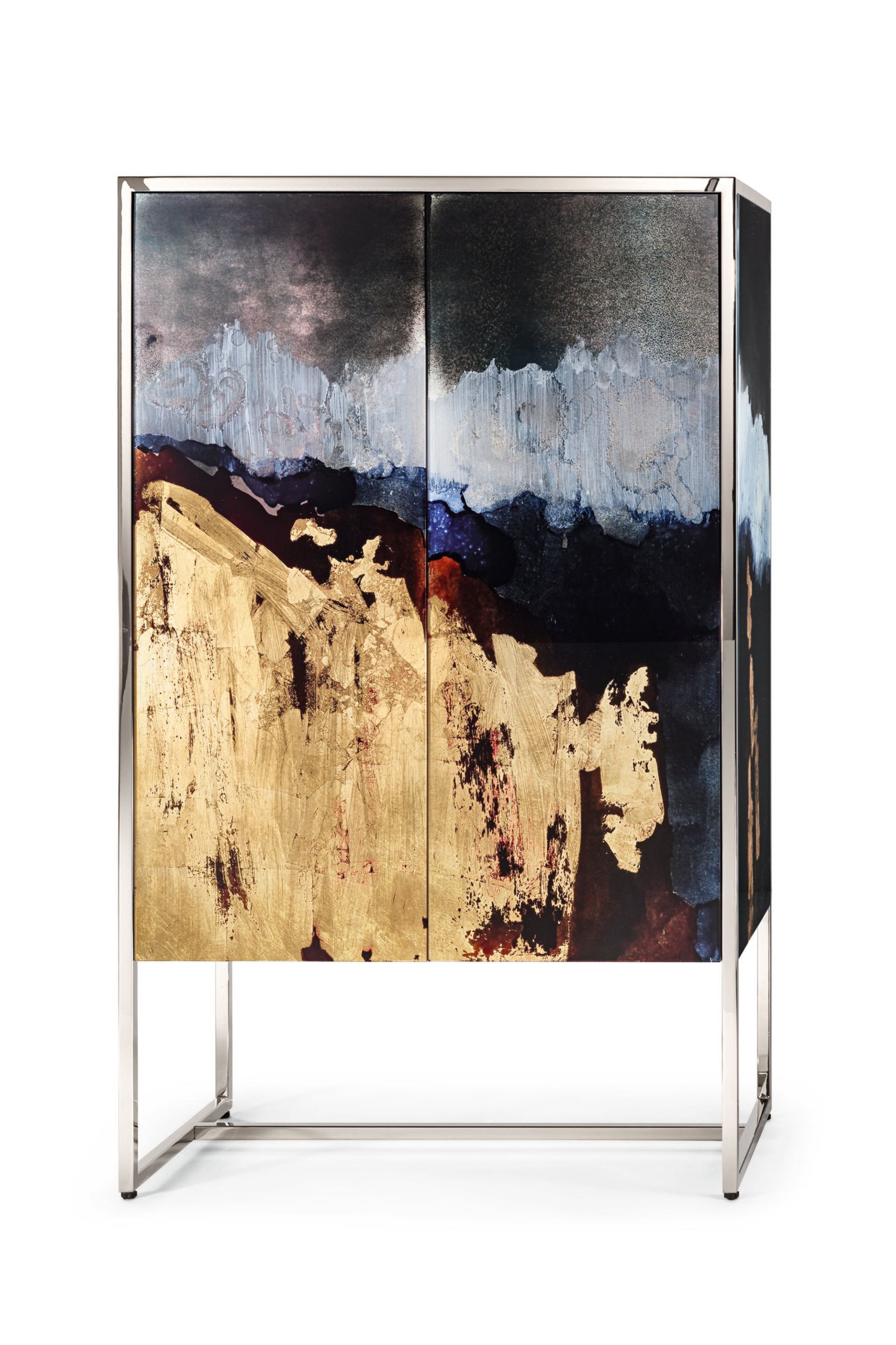 Деревянный сервант со встроенным освещением и распашными дверцами, покрытыми стеклом ARTE VENEZIANA итальянские пейзажи ARCH-00078037 - Вид №1