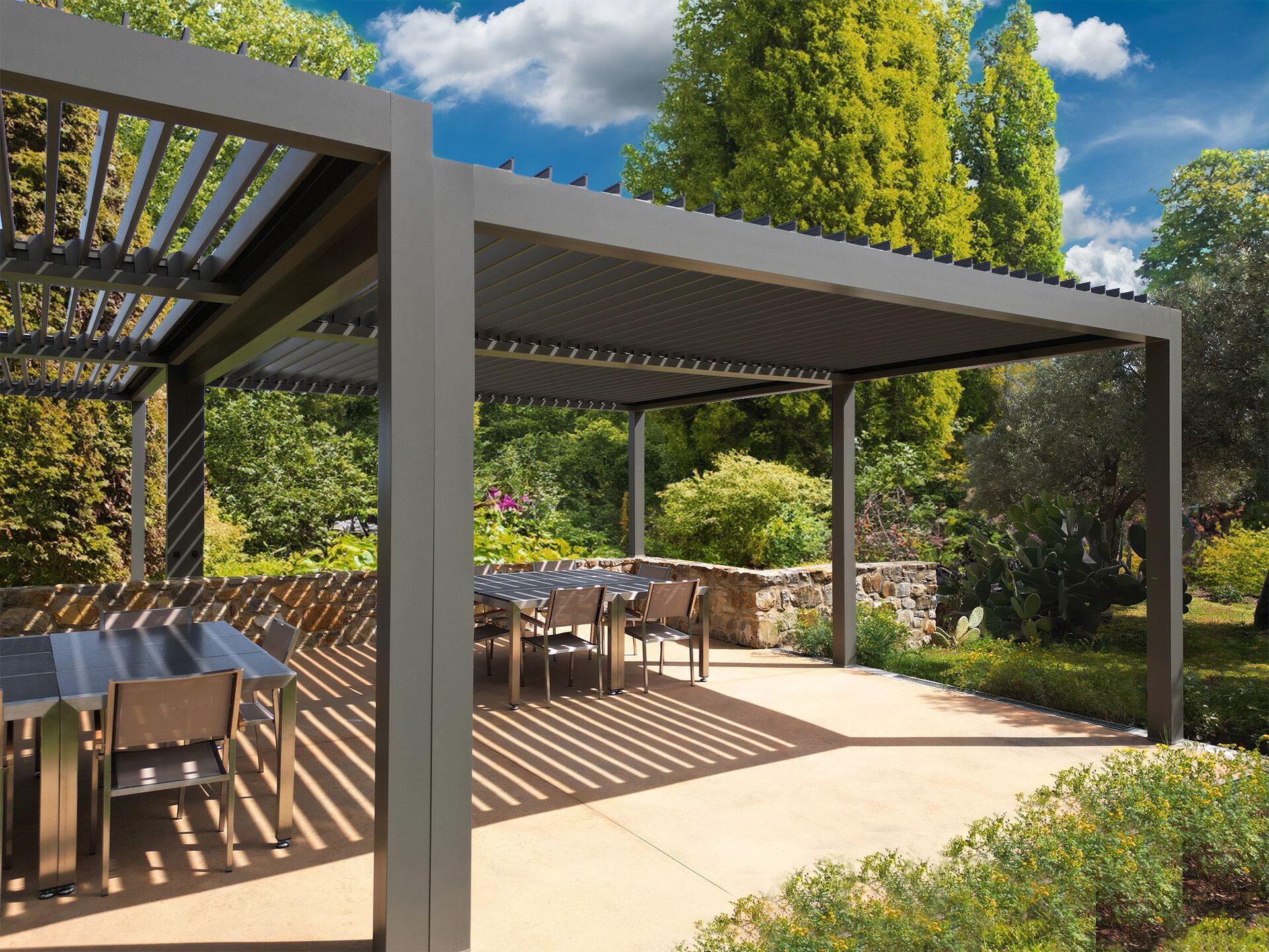 Самонесущая биоклиматическая беседка из алюминия с поворотными планками YCO WATERPROOF ARCH-00071080