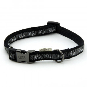 ПР0043570 Ошейник для собак с принтом лапки 15х300-450мм нейлон черный Great&Small