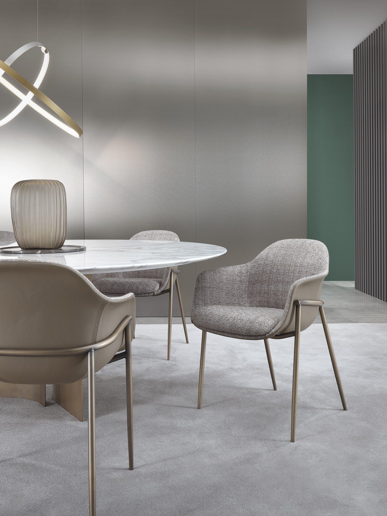 Овальный стол с мраморным верхом и изогнутым металлическим основанием Marelli Wave ARCH-00138111 - Вид №29