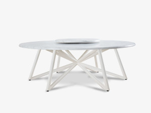 Круглый стол из каррарского мрамора с ленивой Сьюзен