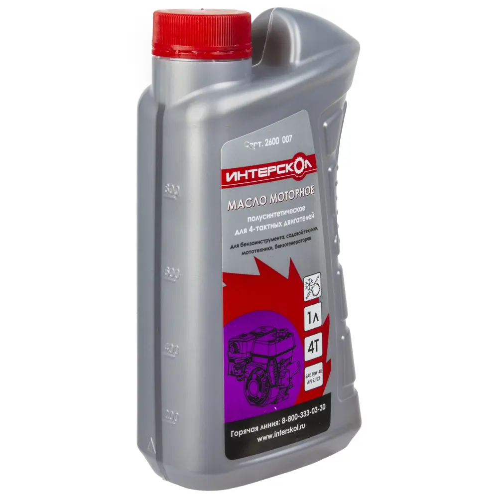 Масло моторное для четырехтактных двигателей Интерскол полусинтетическое, 1 л STLM-2067781