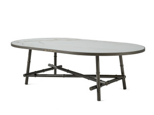 Латунный овальный низкий садовый журнальный столик